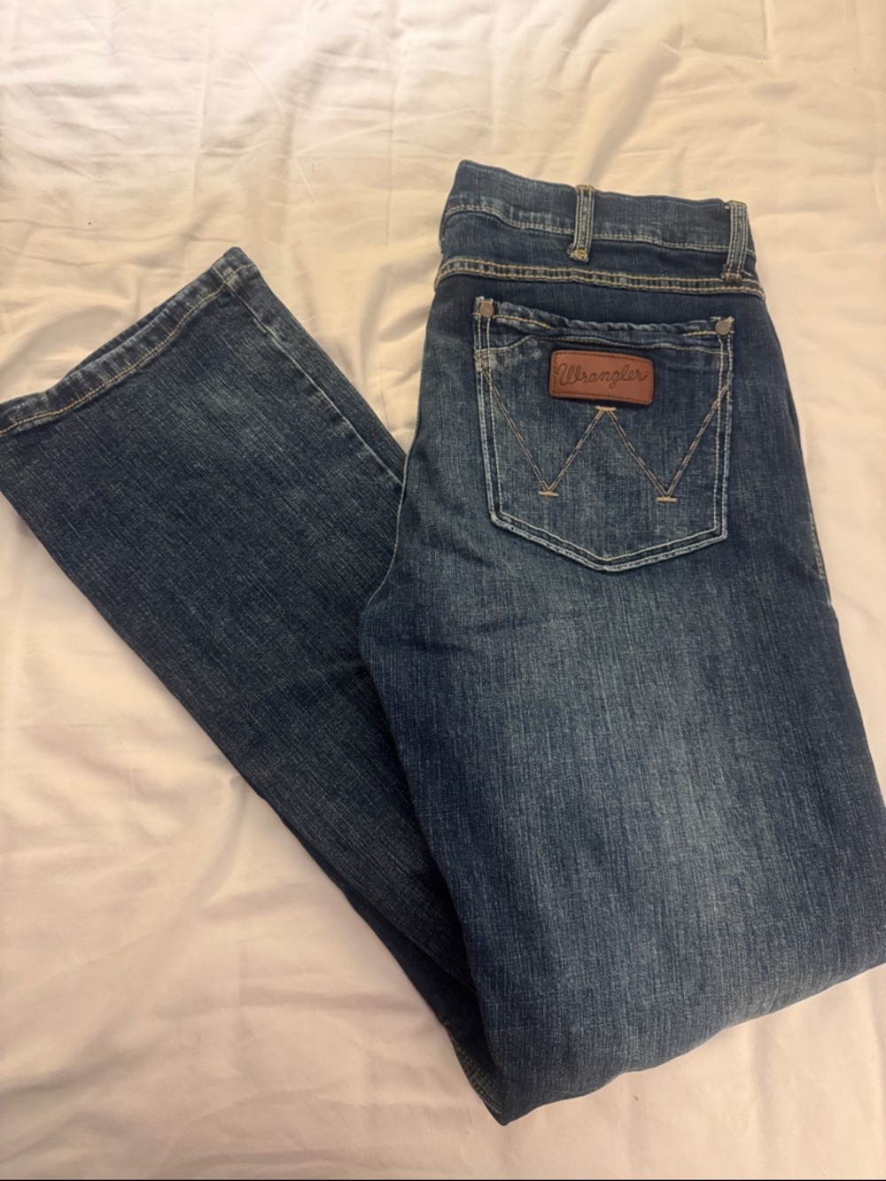 Wrangler Midnight Blue Denim Jeans with Leather Patch